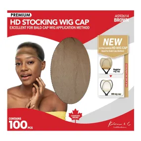 100 Premium HD Stocking Wig Caps #92614 Brown