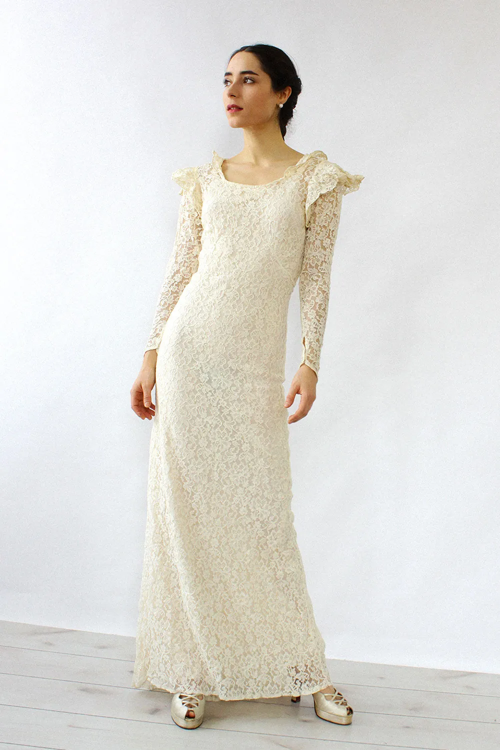 1930s Ivory Lace Gown XS