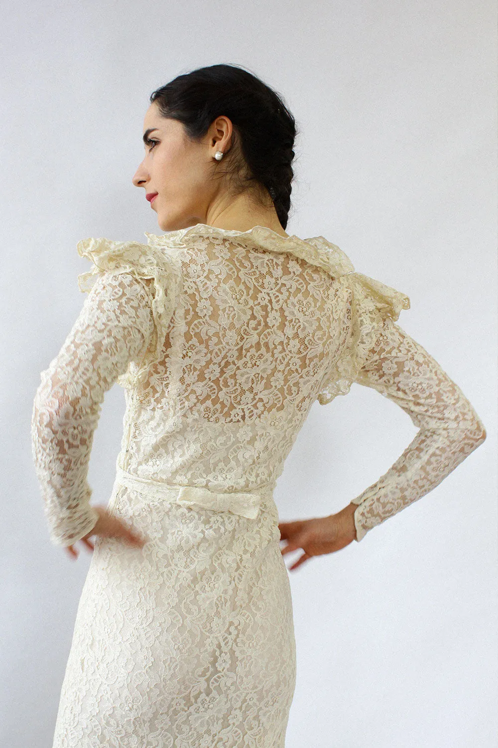 1930s Ivory Lace Gown XS