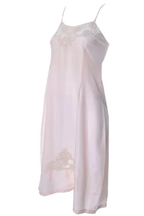 1930s Pink Silk Vintage Nightgown or Slip Lace Applique