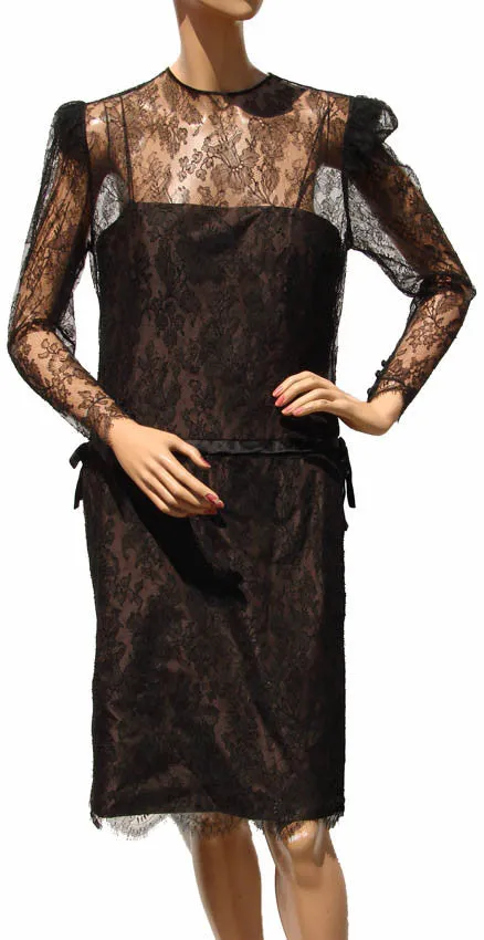 1980s Vintage Cocktail Dress by Serge et Real Montreal in Brown Lace