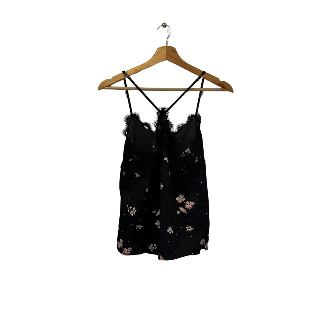 Abercrombie & Fitch Black Printed Lace Detail Slip Top | Gently Used |