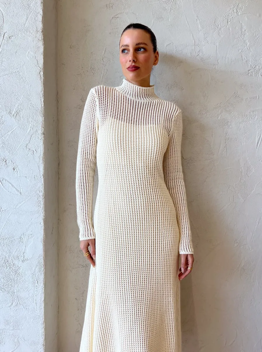 Assembly Label Salina Waffle Knit Dress in Cream