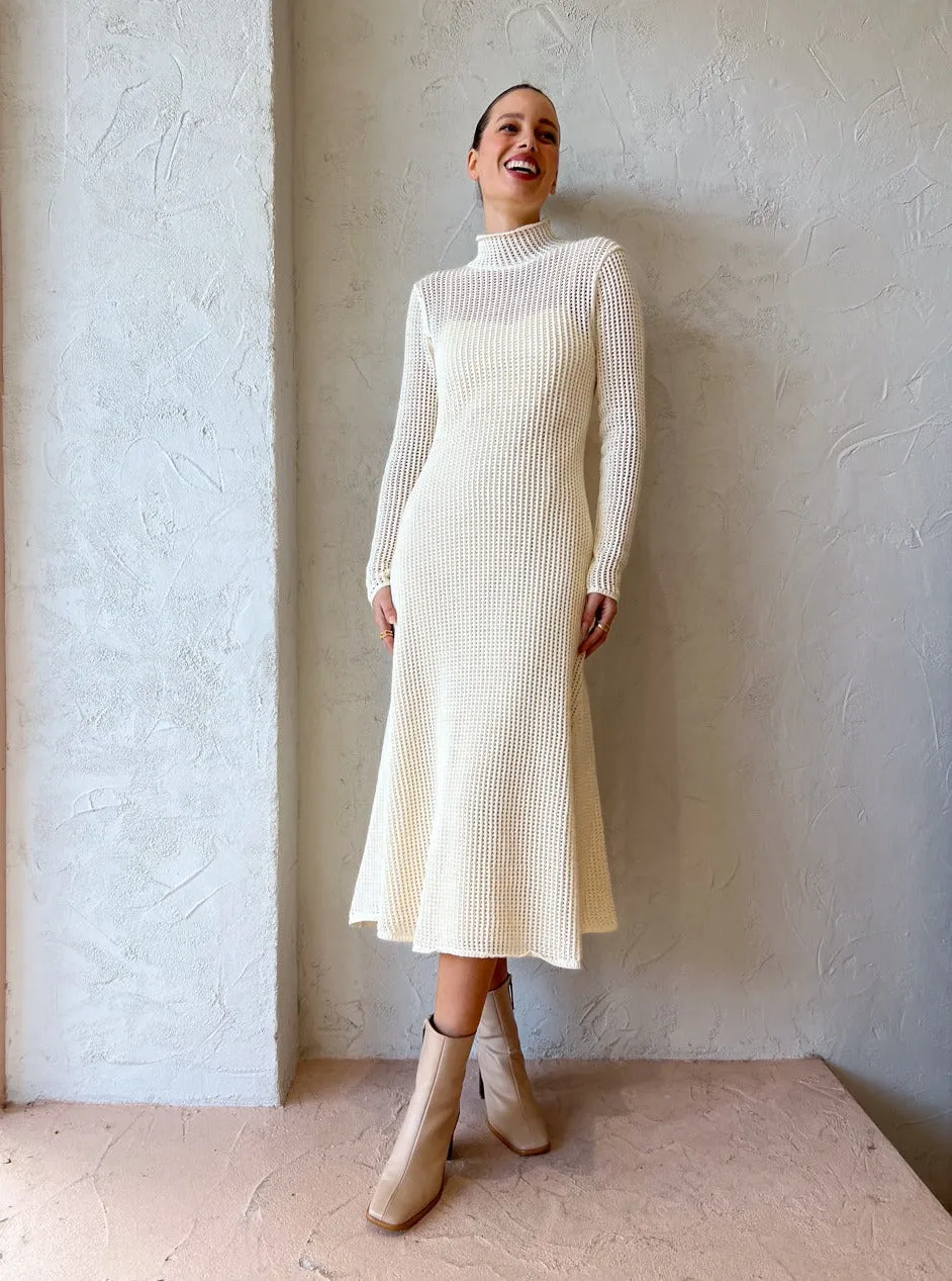 Assembly Label Salina Waffle Knit Dress in Cream