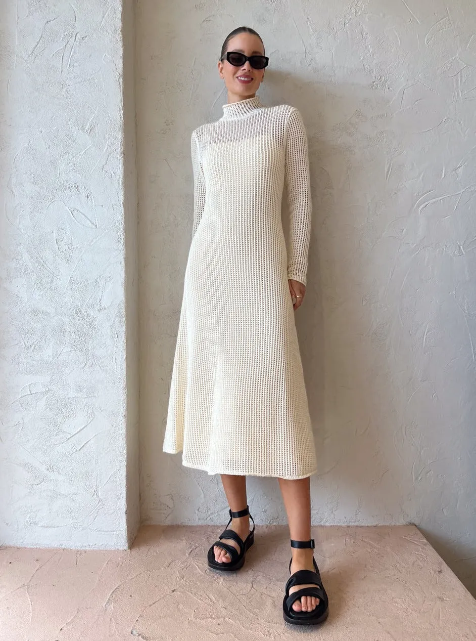 Assembly Label Salina Waffle Knit Dress in Cream