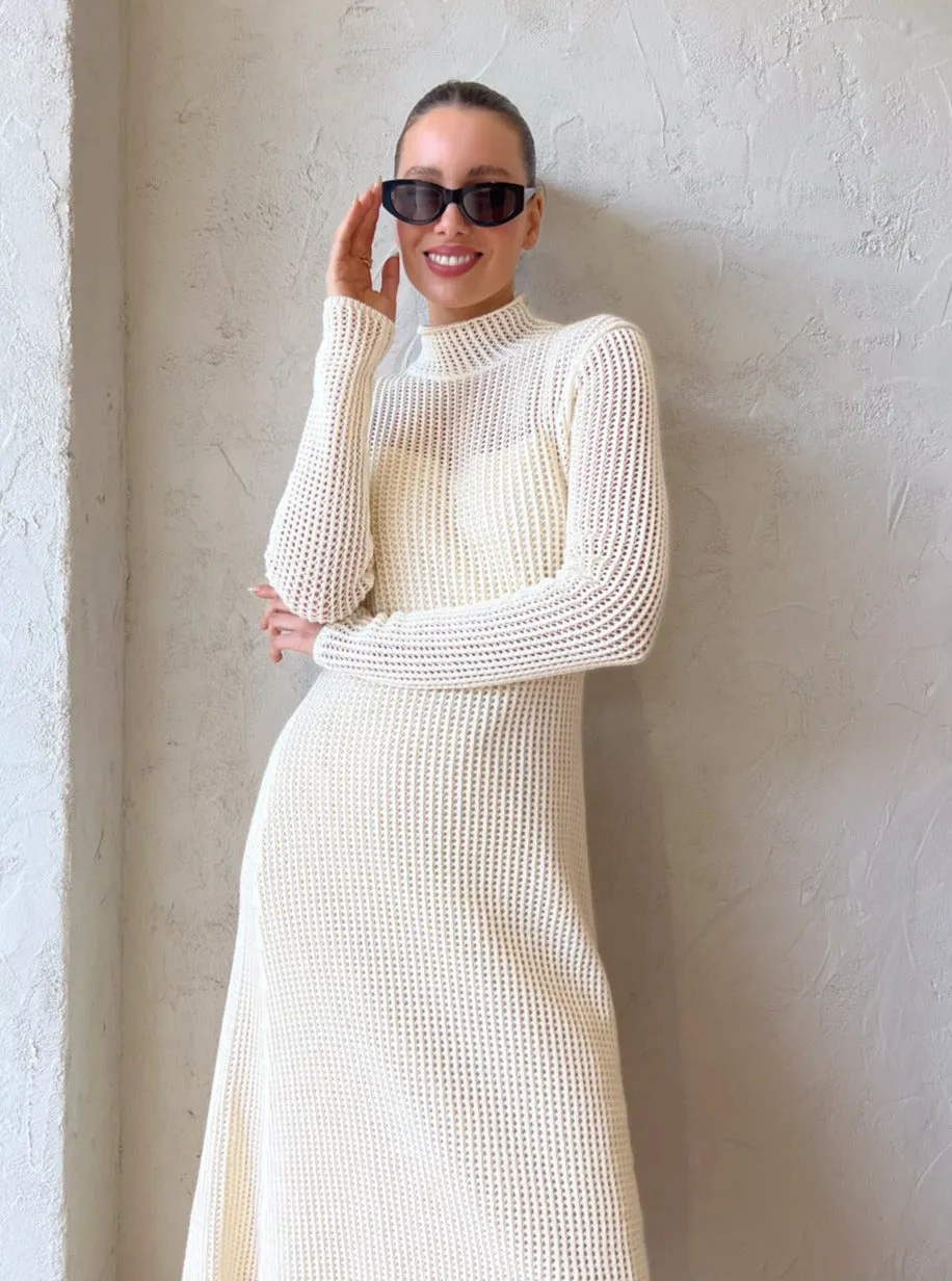 Assembly Label Salina Waffle Knit Dress in Cream