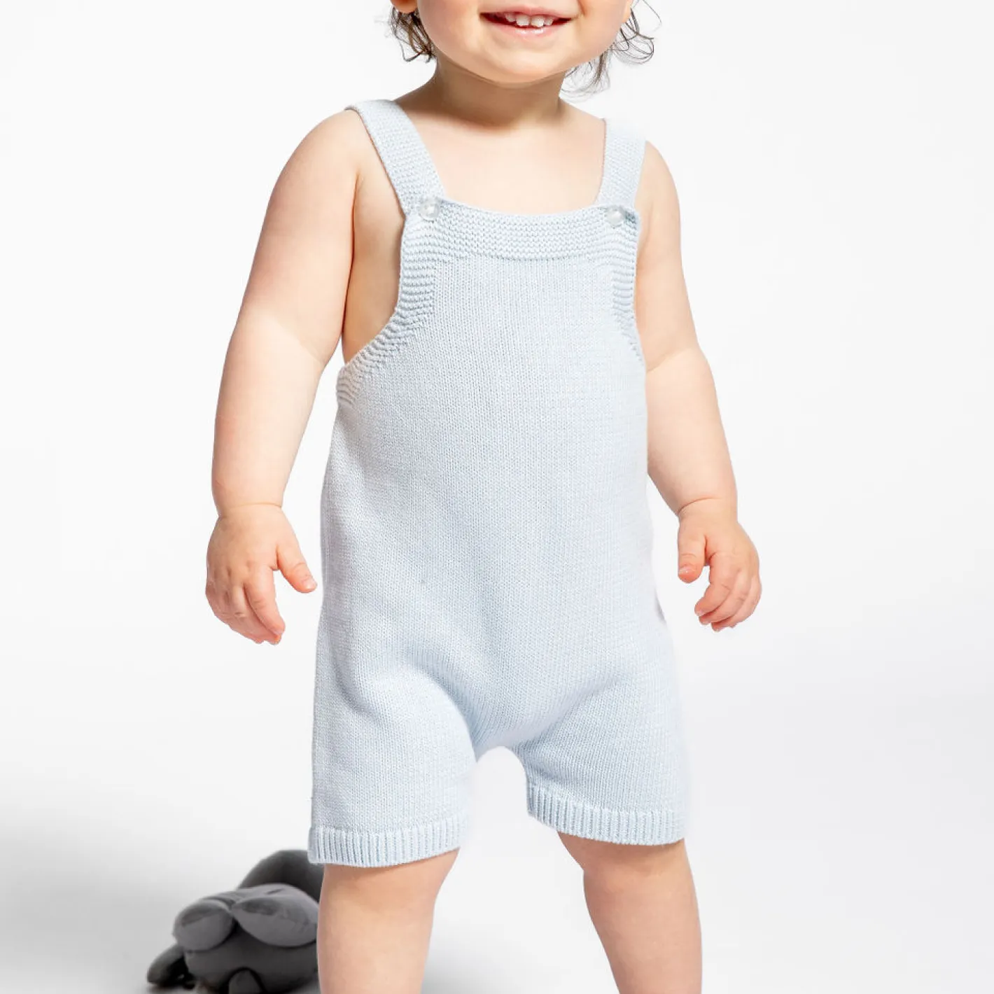 baby blue knit overall