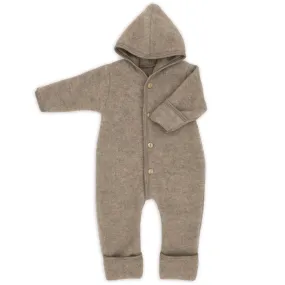 Baby Wollfleece Overall mit Kapuze "walnuss melange"