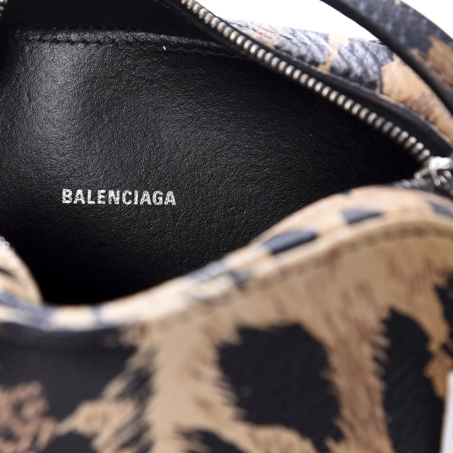 Balenciaga Calfskin Logo Printed Leopard XS Everyday Camera Bag