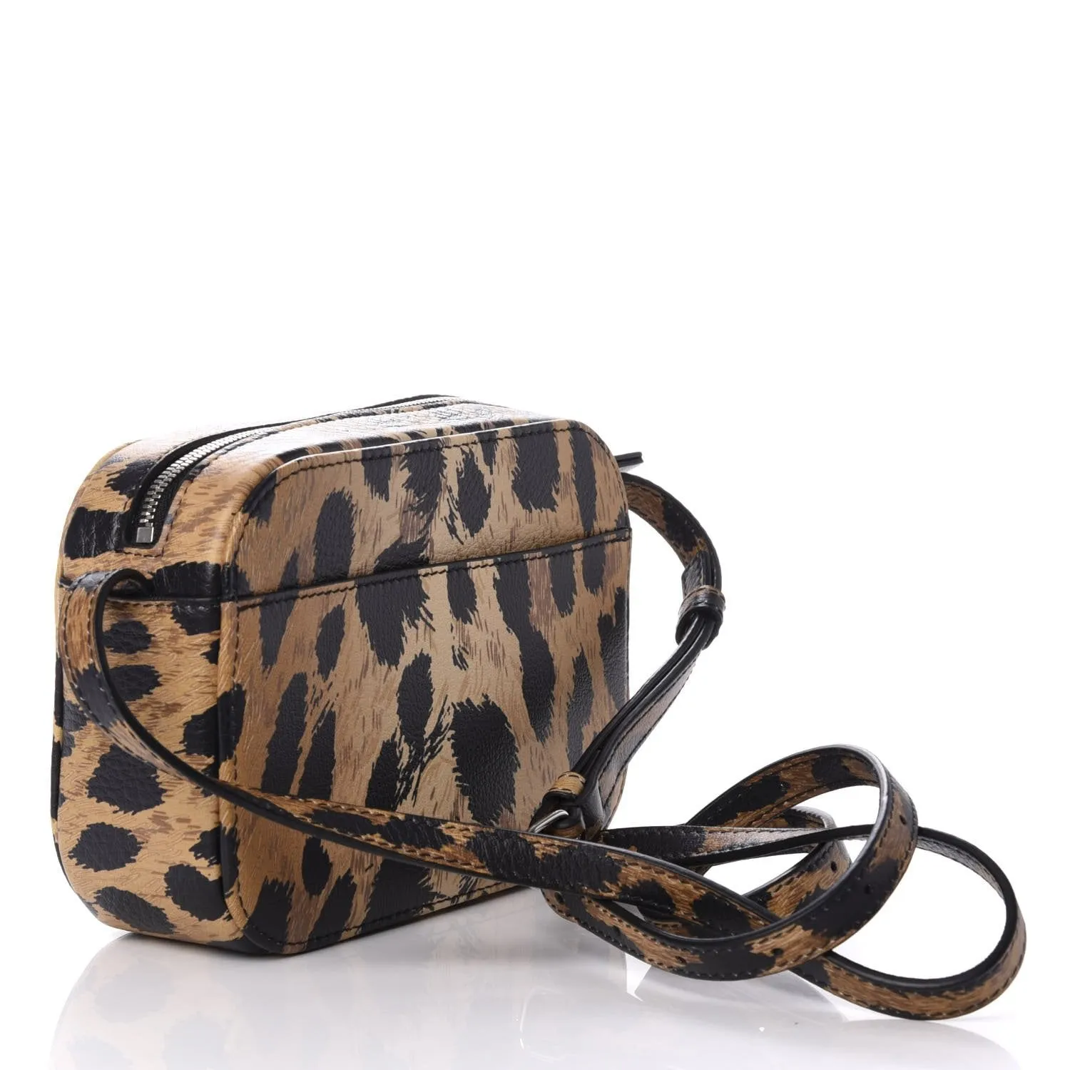 Balenciaga Calfskin Logo Printed Leopard XS Everyday Camera Bag