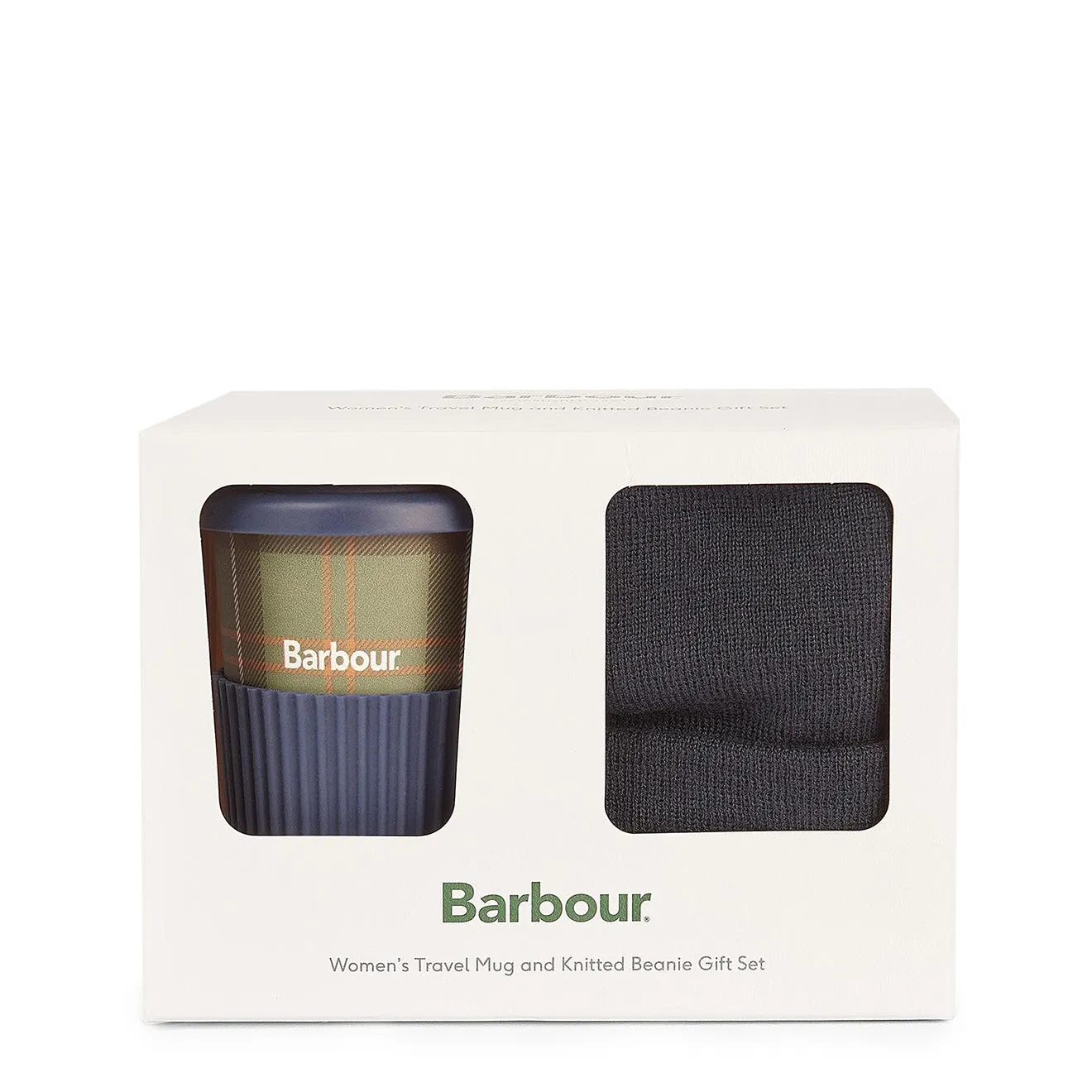 Barbour Beanie and Travel Mug Gift Set Navy / Classic Tartan