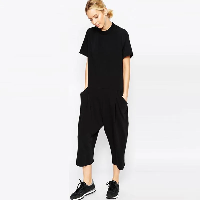 Black Casual Bib Overall