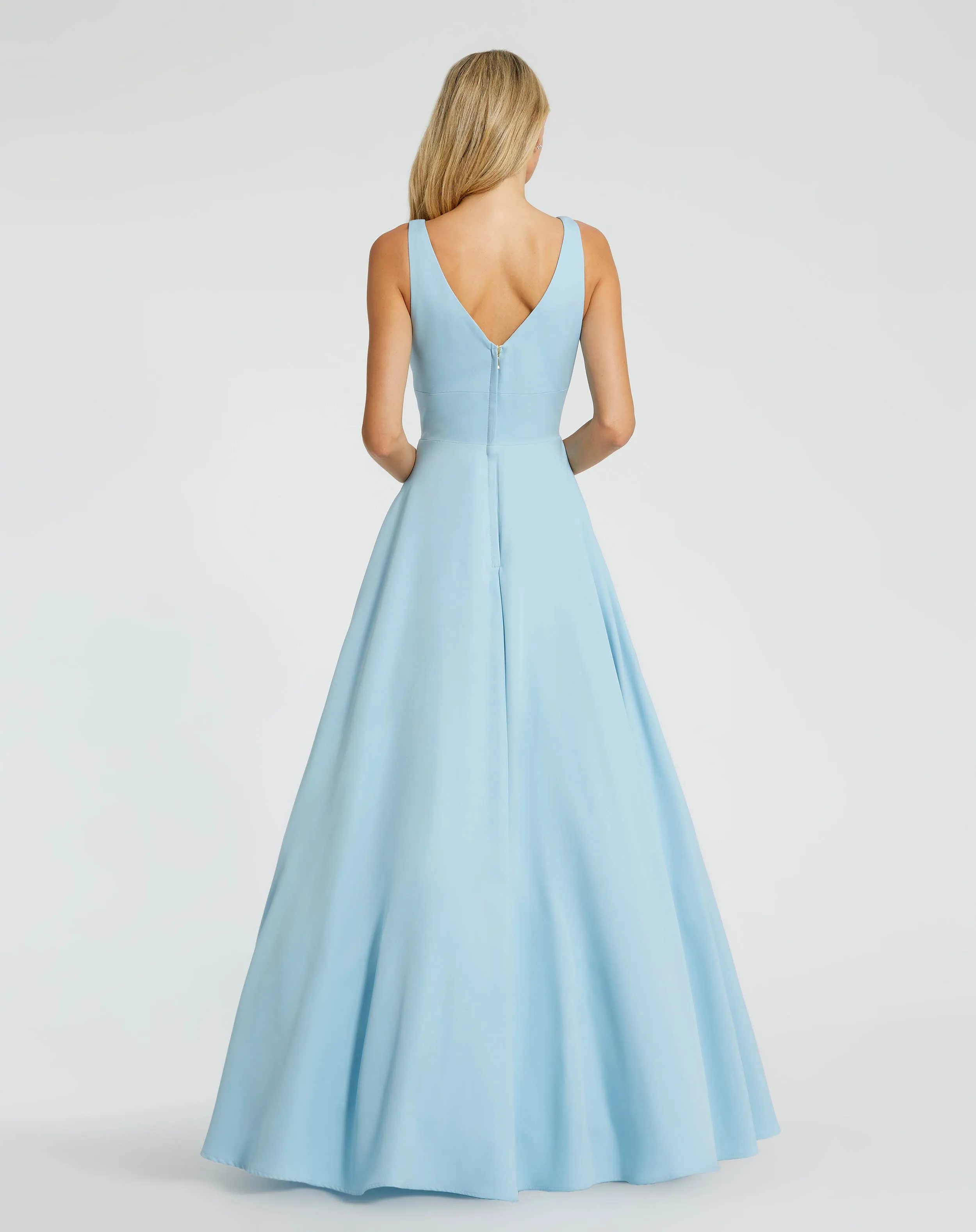 Blue Classic Sleeveless A-Line Ballgown with Pockets