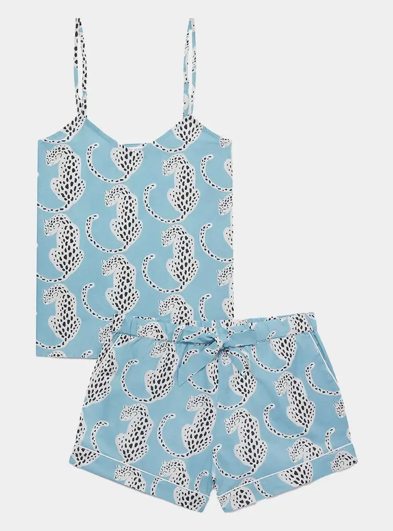 Blue Leopards Women's Cami Organic Cotton Short Set