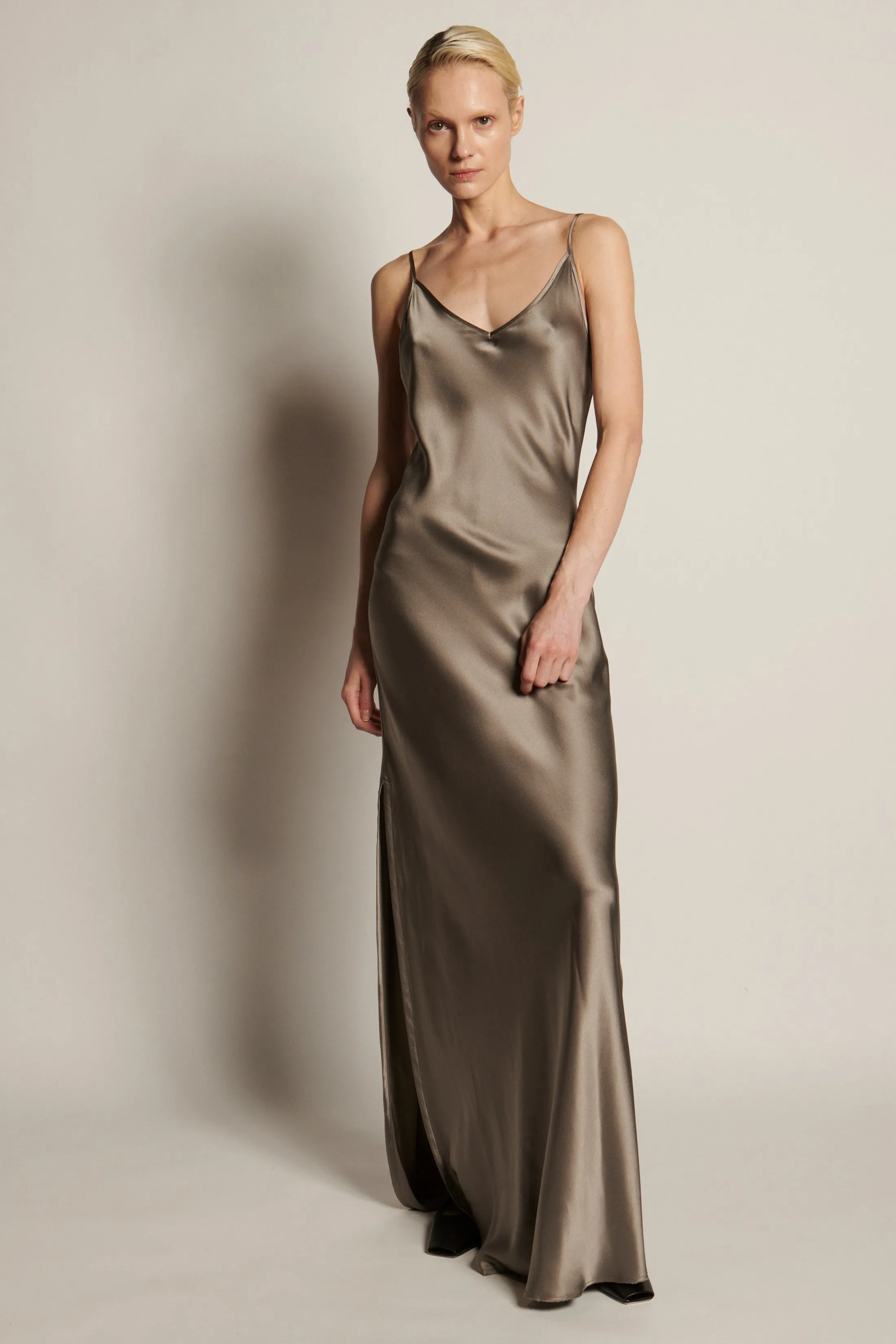 BM Full Length Slip Dress with Slit - Wheat