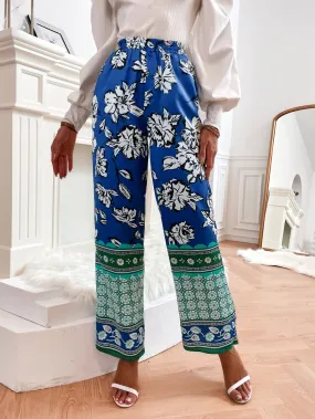 Boho Floral Pocket Natural Long Women Pants