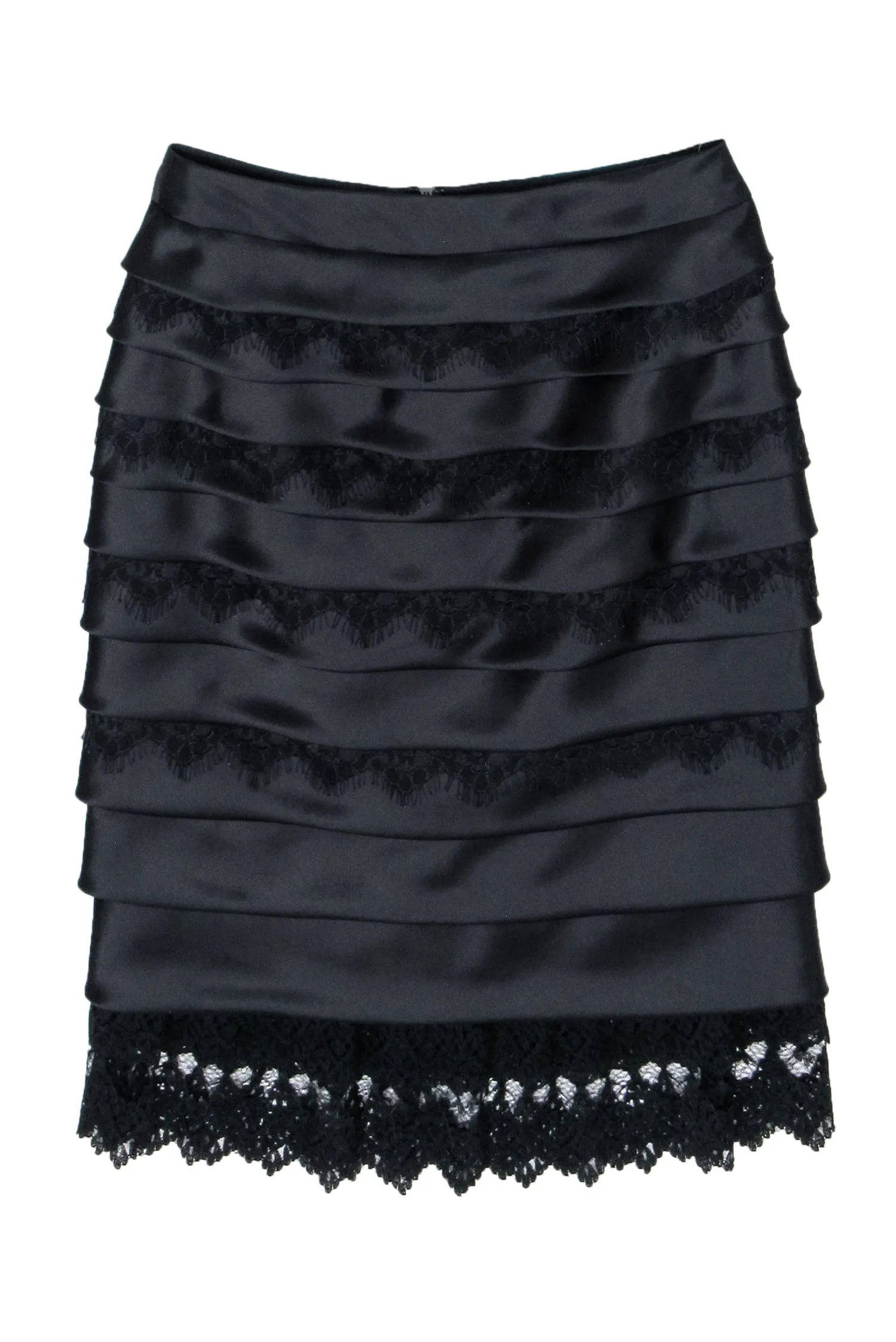 Carmen Marc Valvo - Black Silk & Lace Layered Skirts Sz 4