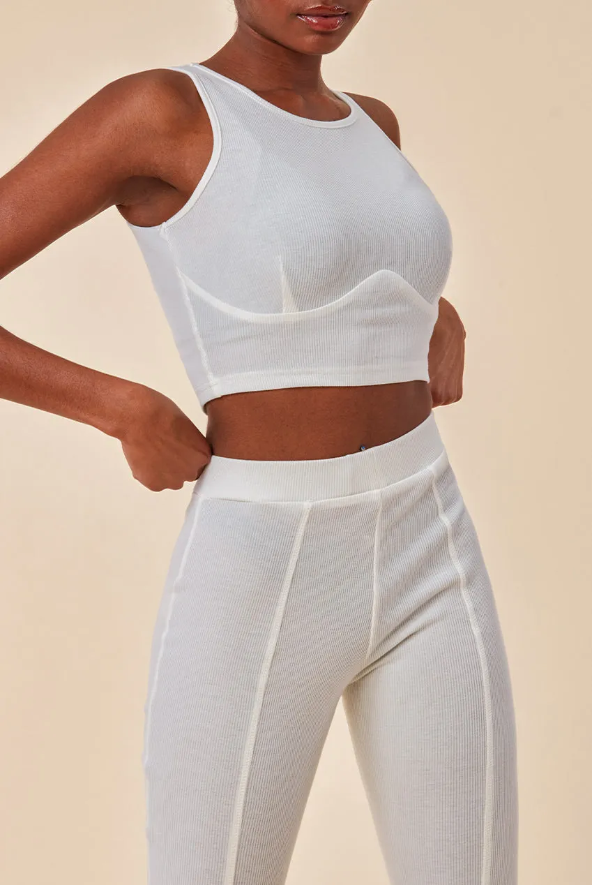 City Goddess High Neck Crop Top With Leggings Lounge Set