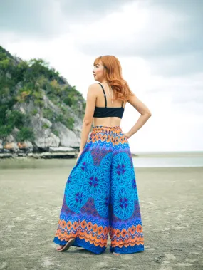 Cobalt Blue Mandala Wide Leg Palazzo Pants