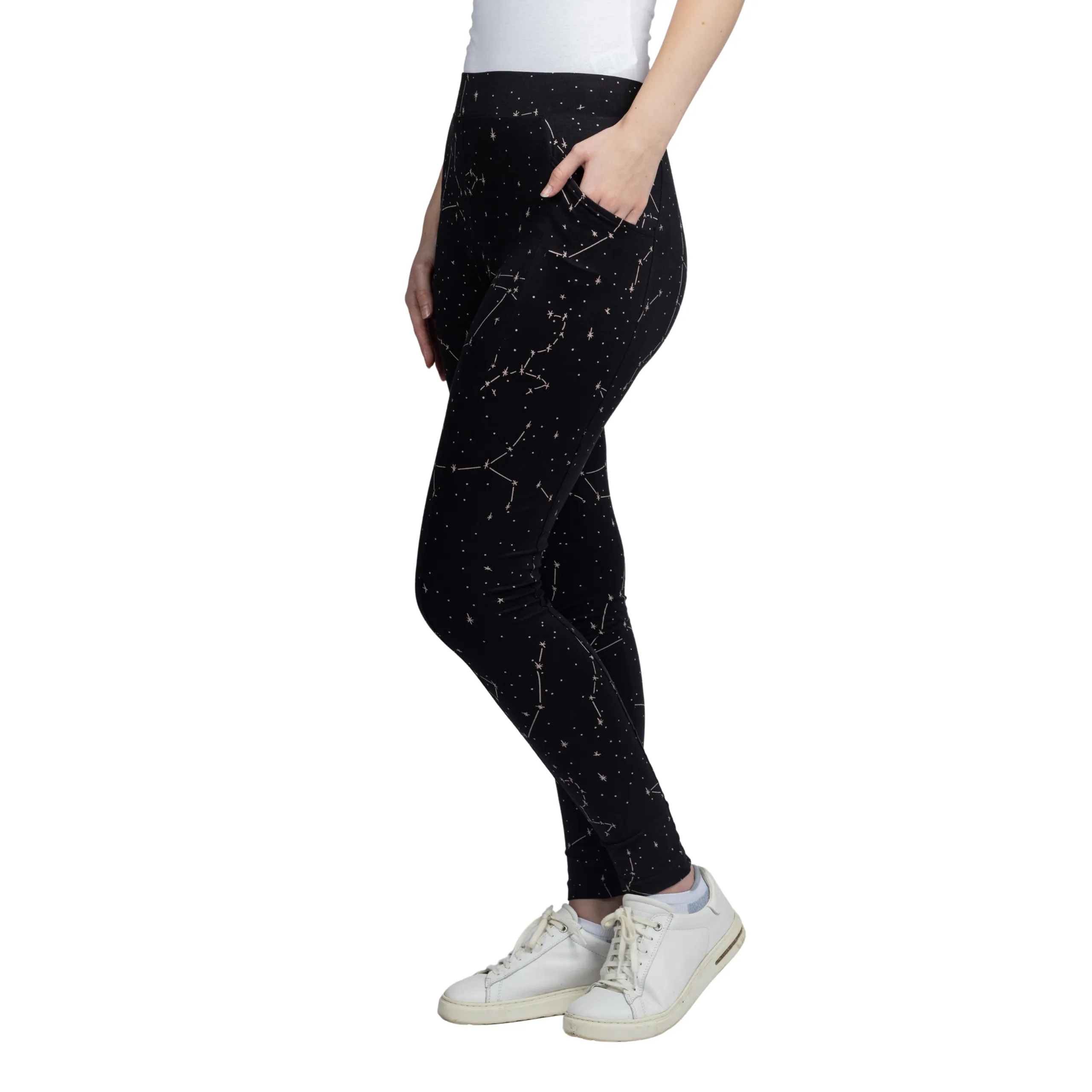 Constellations Glow-in-the-Dark Adults Cotton Leggings with Pockets