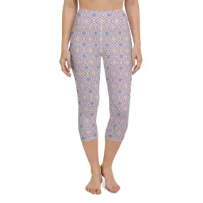 Diamond Patterned Women's Capri Yoga Pants