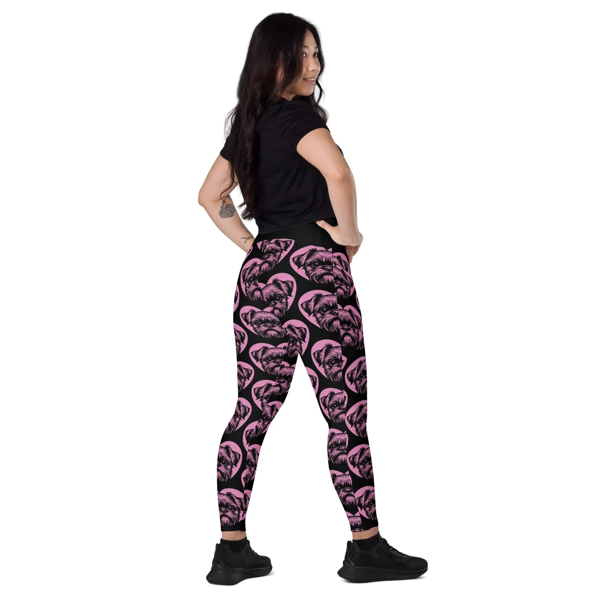 DOG BREED LEGGINGS with pockets - BRUSSELS GRIFFON - HERTTAHOUND - pink