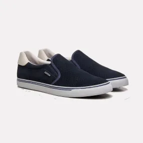 Eldoret Slip-on Loafer in Fine Suede with Variofootbed / Navy-Off White