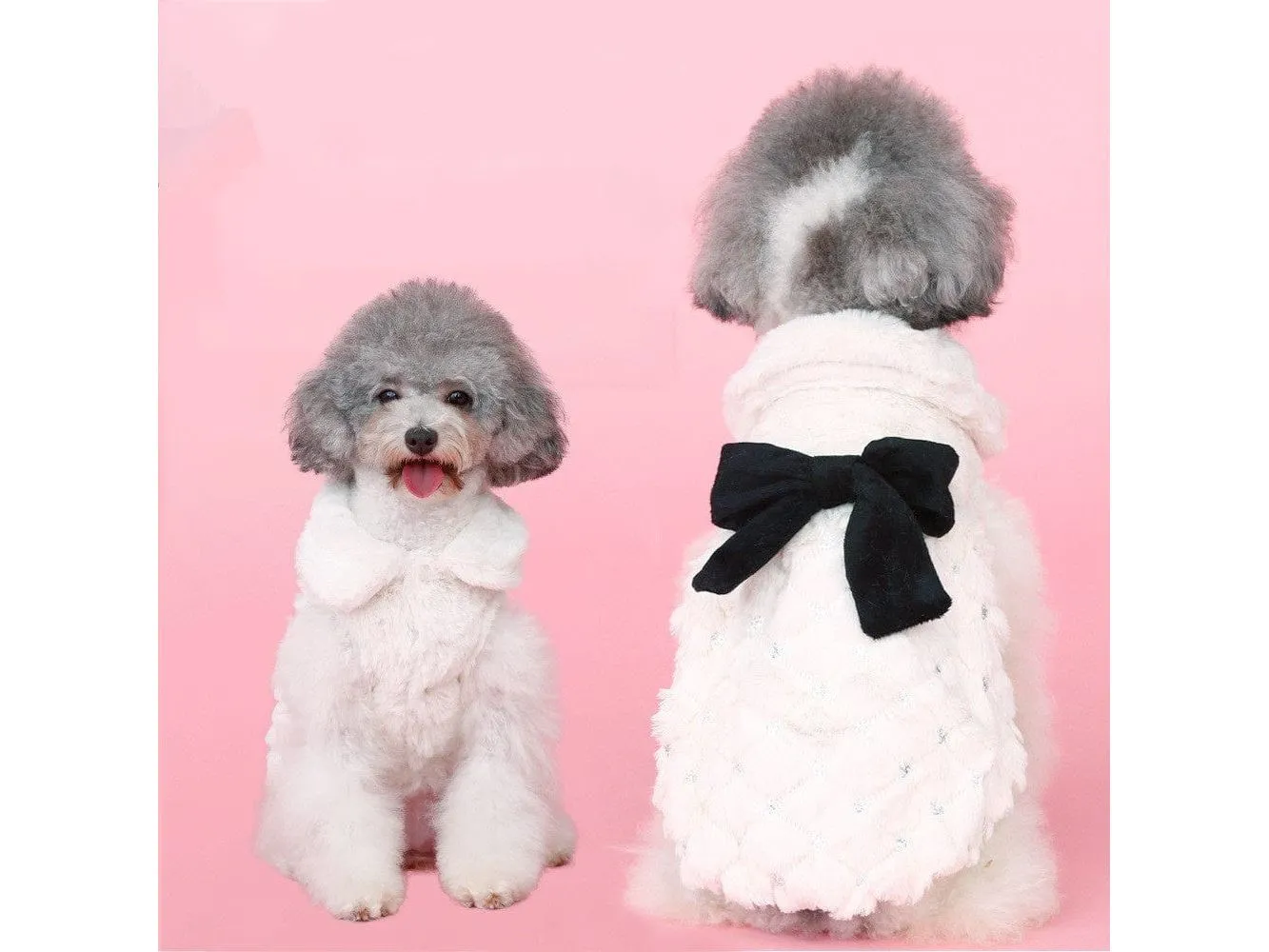 Elegant Bow Plush Coat