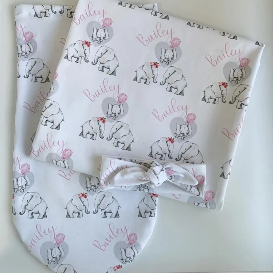 Elephant family Birth Announcement Set