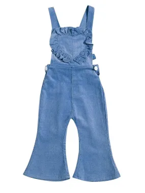 Fashion Ruffled Pants Love Heart Flared Overall Baby Toddler Suspender Trousers