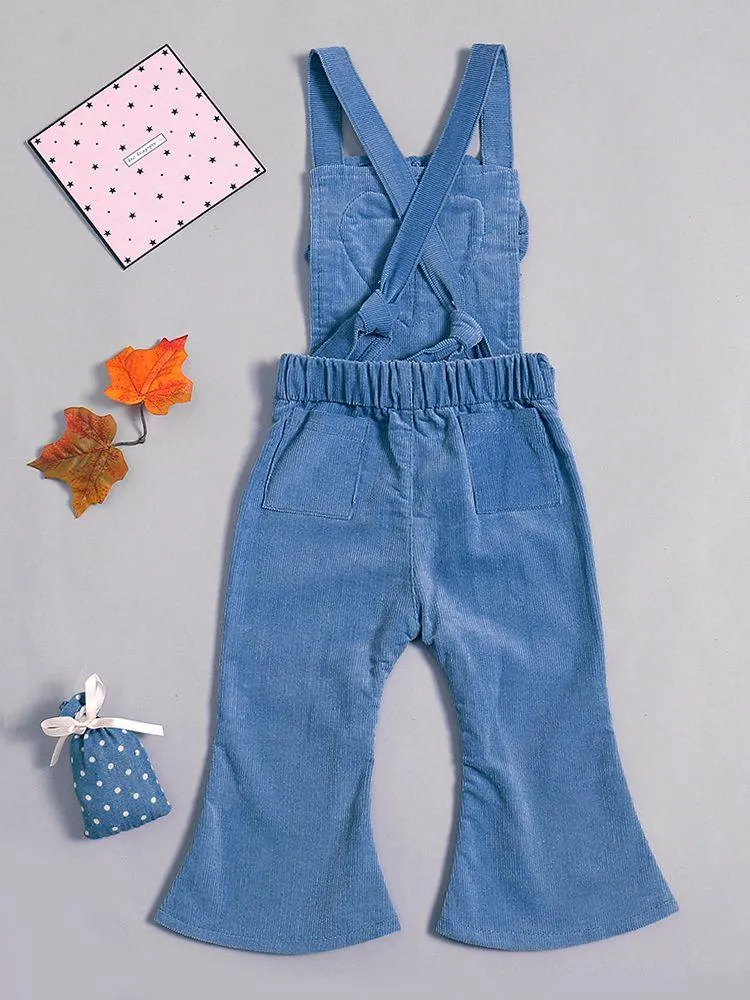 Fashion Ruffled Pants Love Heart Flared Overall Baby Toddler Suspender Trousers