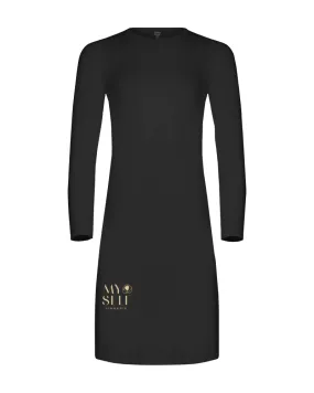 FK340 37" Black Long Sleeve Seamless Shell Dress