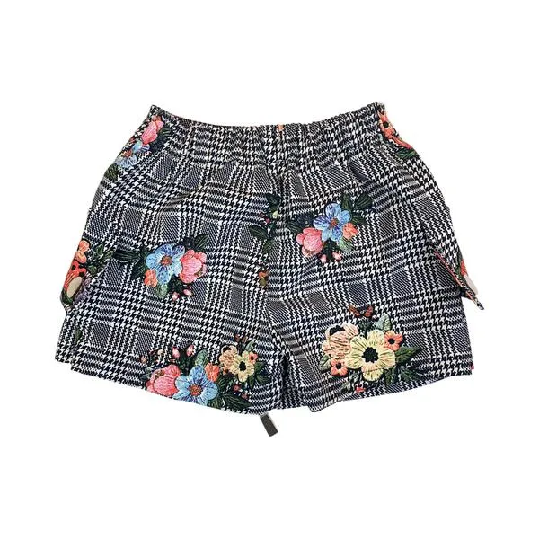 Floral Houndstooth Skort