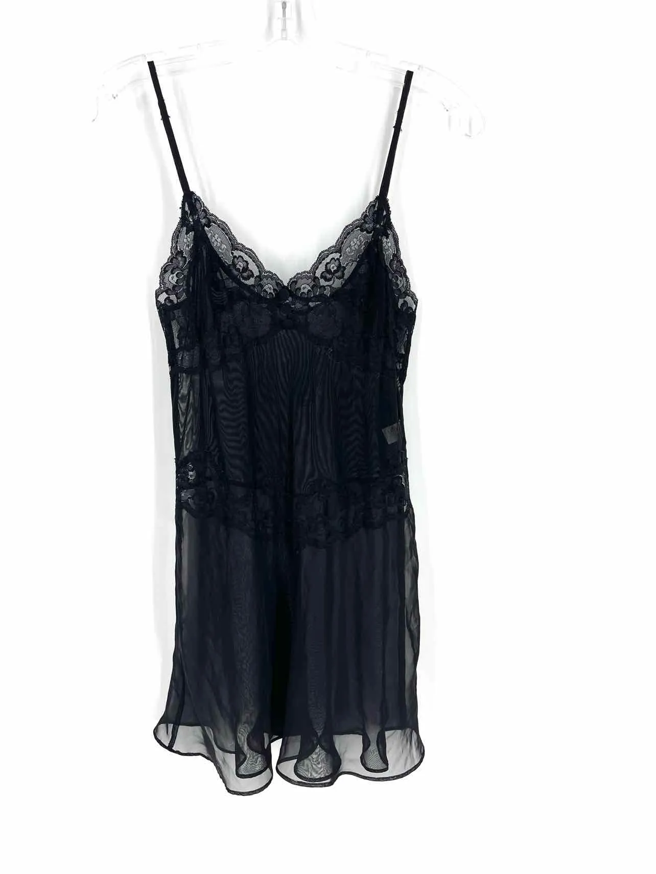 Frederick's Size S Black Floral Lace Sheer Lingerie Slip