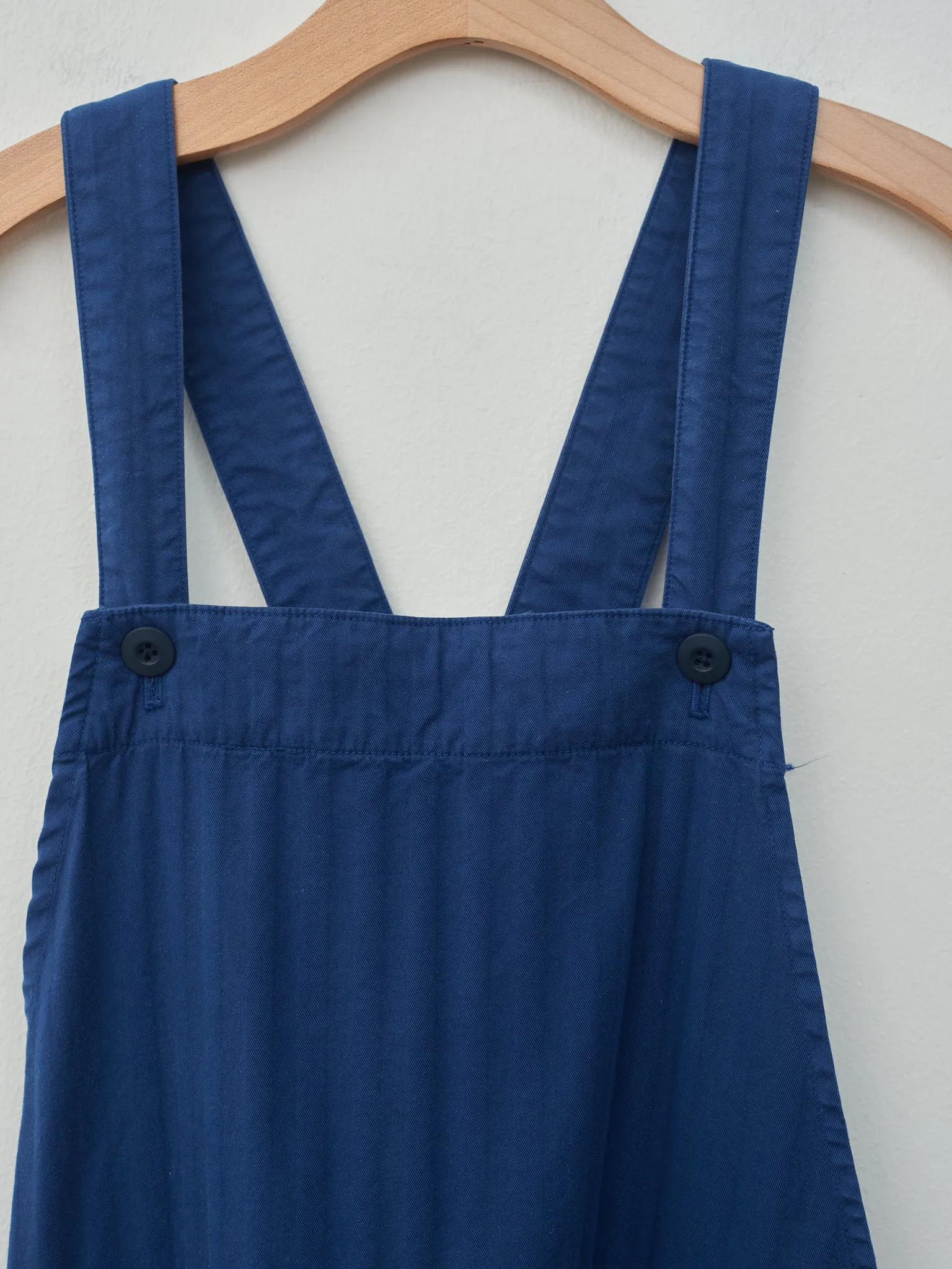 Garment Dyed Wide Herringbone Bib Overall Dress - Royal