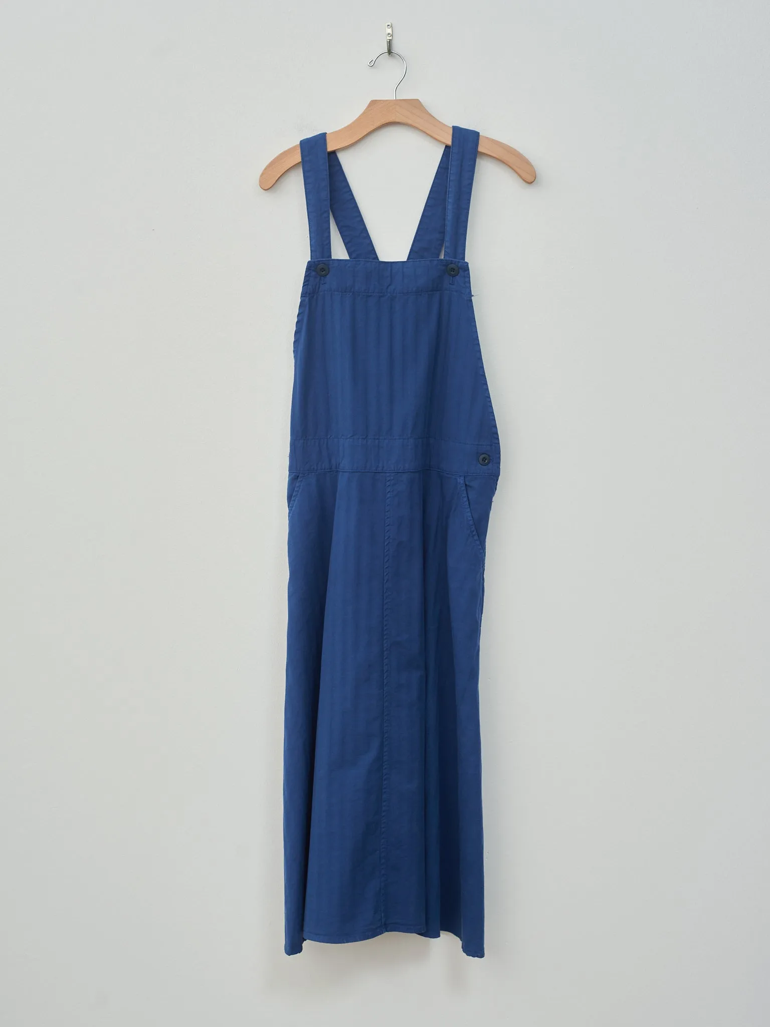 Garment Dyed Wide Herringbone Bib Overall Dress - Royal