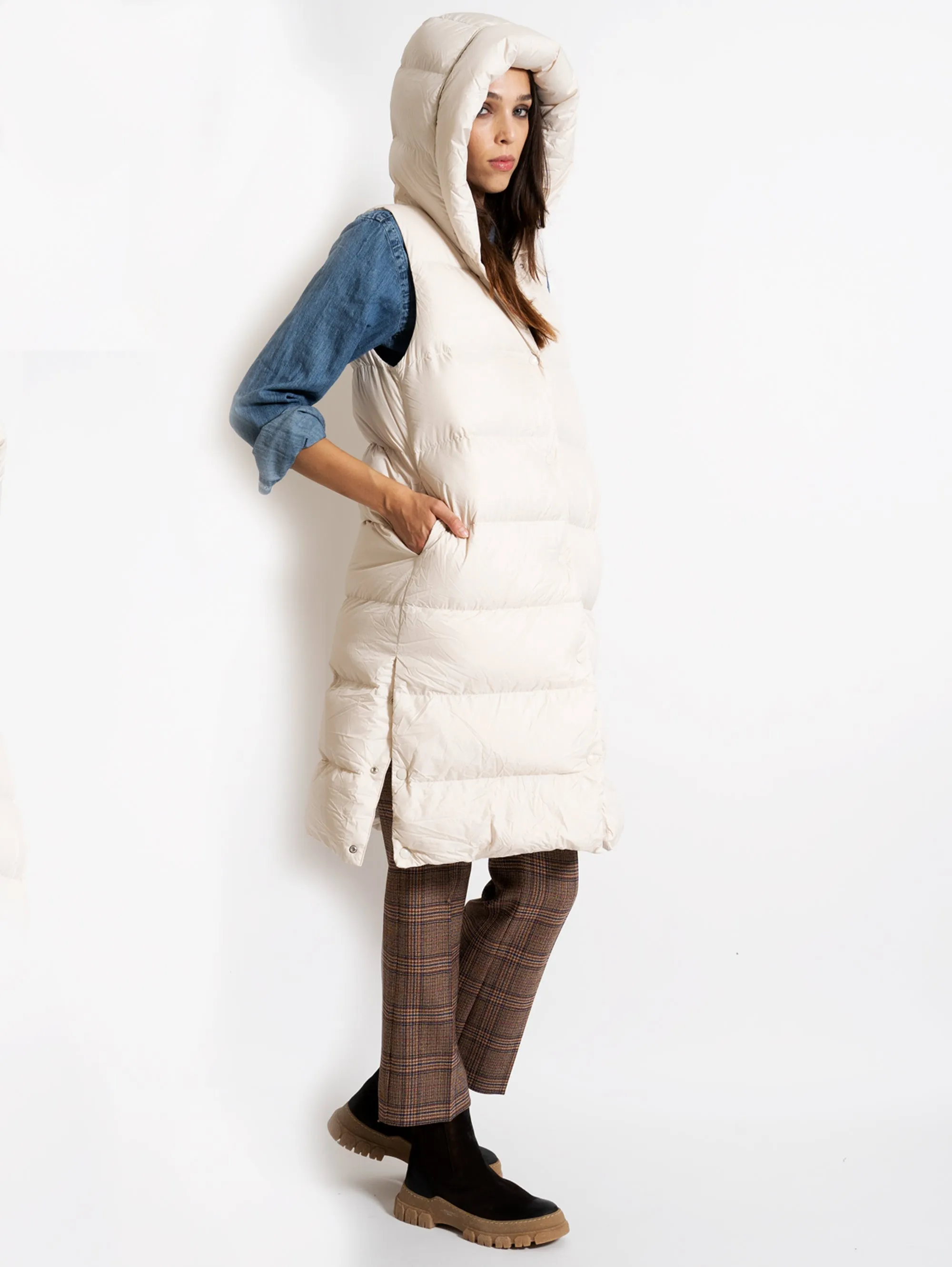 Gilet Lungo Trapuntato Crema