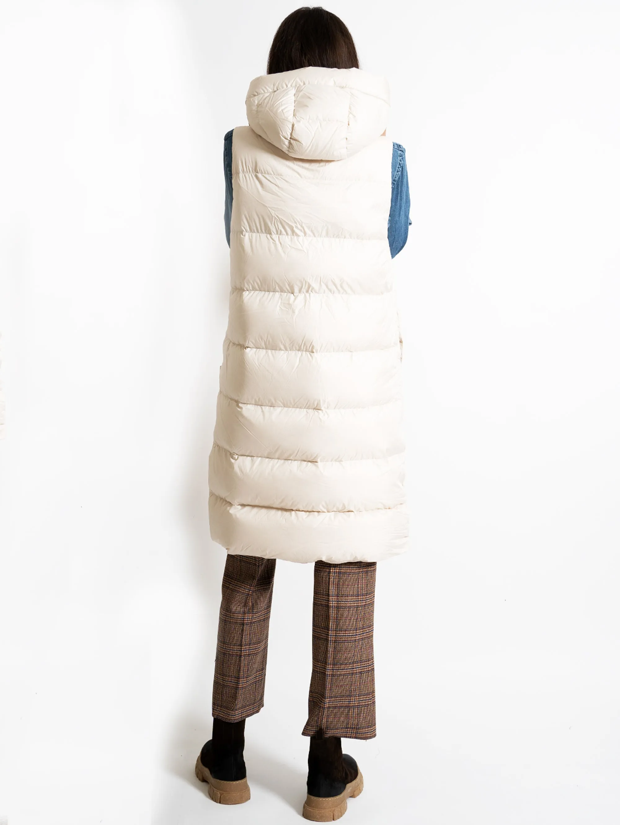 Gilet Lungo Trapuntato Crema