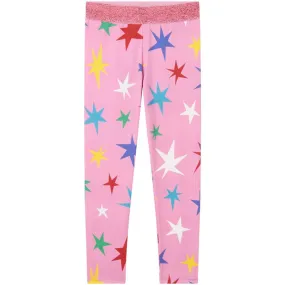 Girls Pink Star Print Leggings