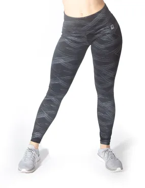 GRAPHIC PRINT MID RISE LEGGINGS - BLACK