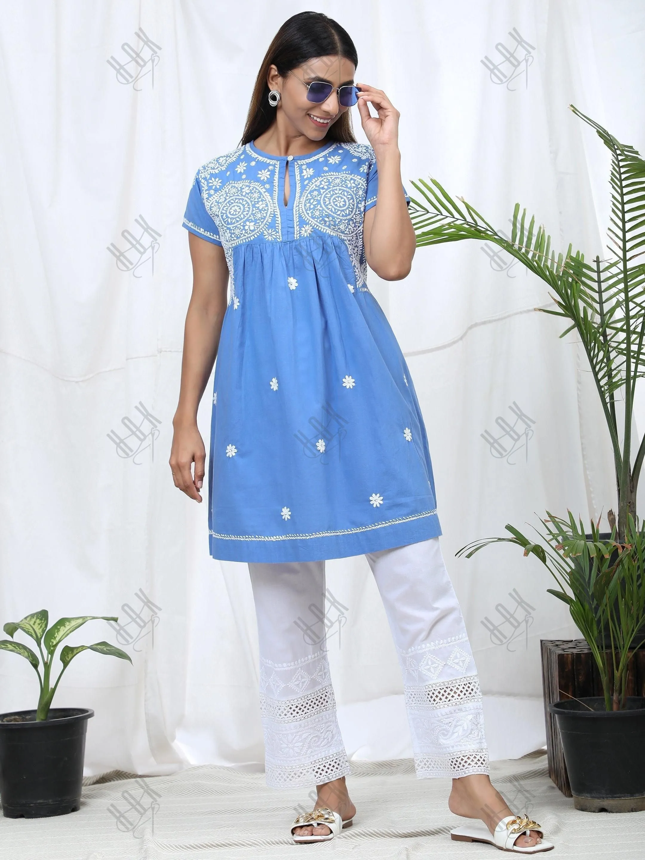 Hand Embroidery Chikankari Tunic for Women