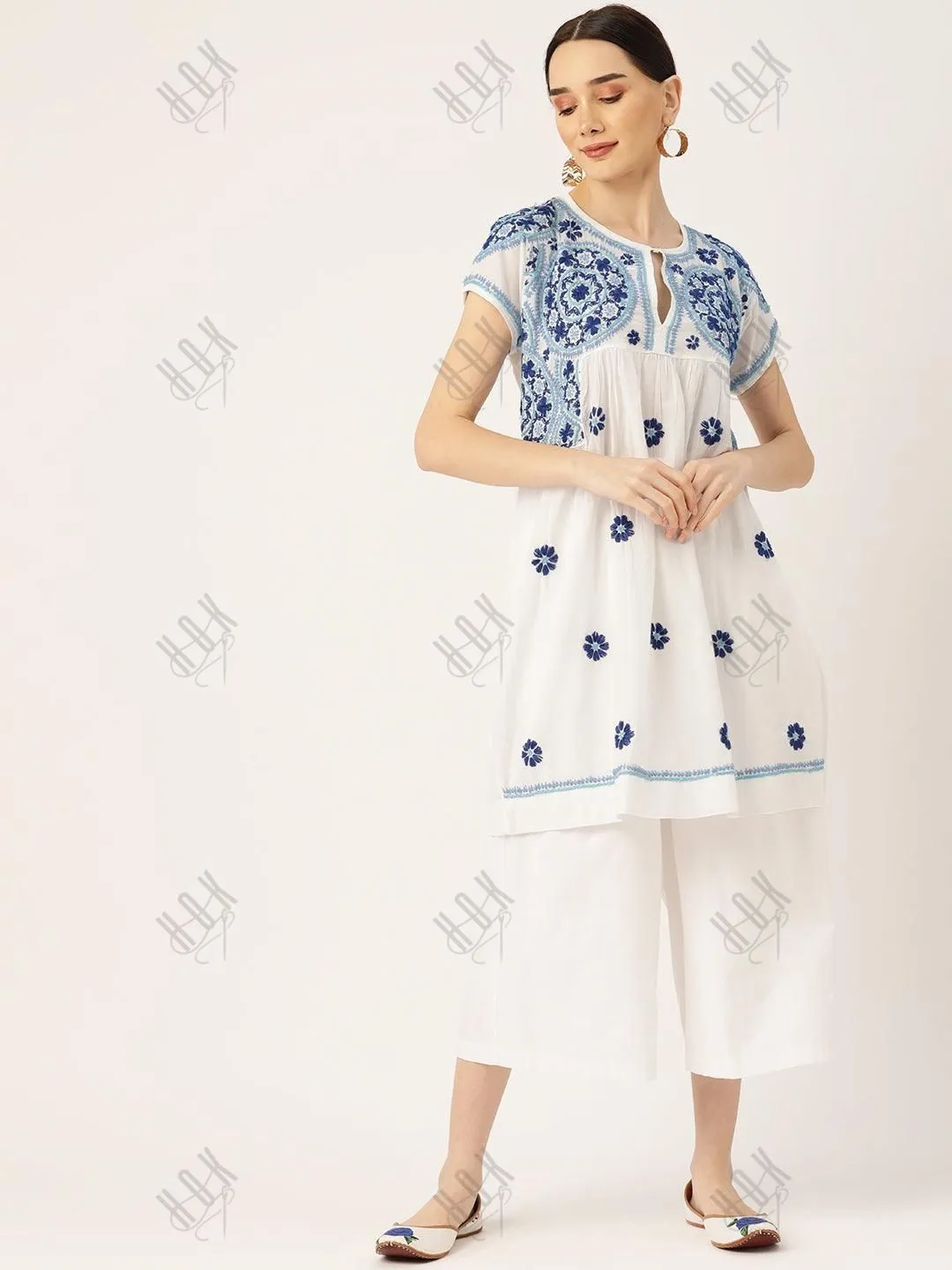 Hand Embroidery Chikankari Tunic for Women