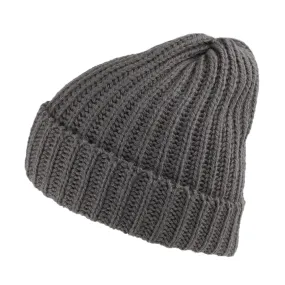 Highland 2000 Merino Wool Short Fisherman Beanie Hat - Charcoal