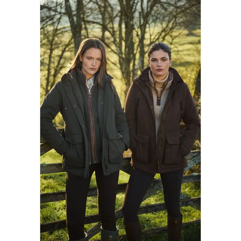 Holland Cooper Stamford 2 in 1 Ladies Waterproof Country Coat - Chocolate