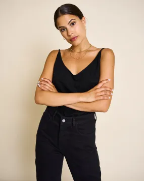 JAN 'N JUNE Slip top triangle linen black women