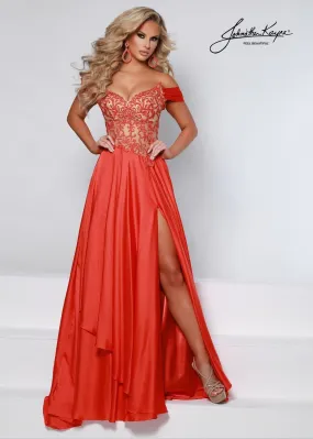 Johnathan Kayne 2554 Size 6 Orange Pageant Gown Prom Dress Sheer Lace A Line Layered Skirt Long Train