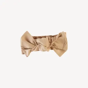 large bow elastic headband | cinnamon bread | organic cotton interlock