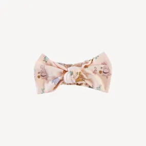 large elastic bow headband | peach pooh   friends | organic cotton jersey