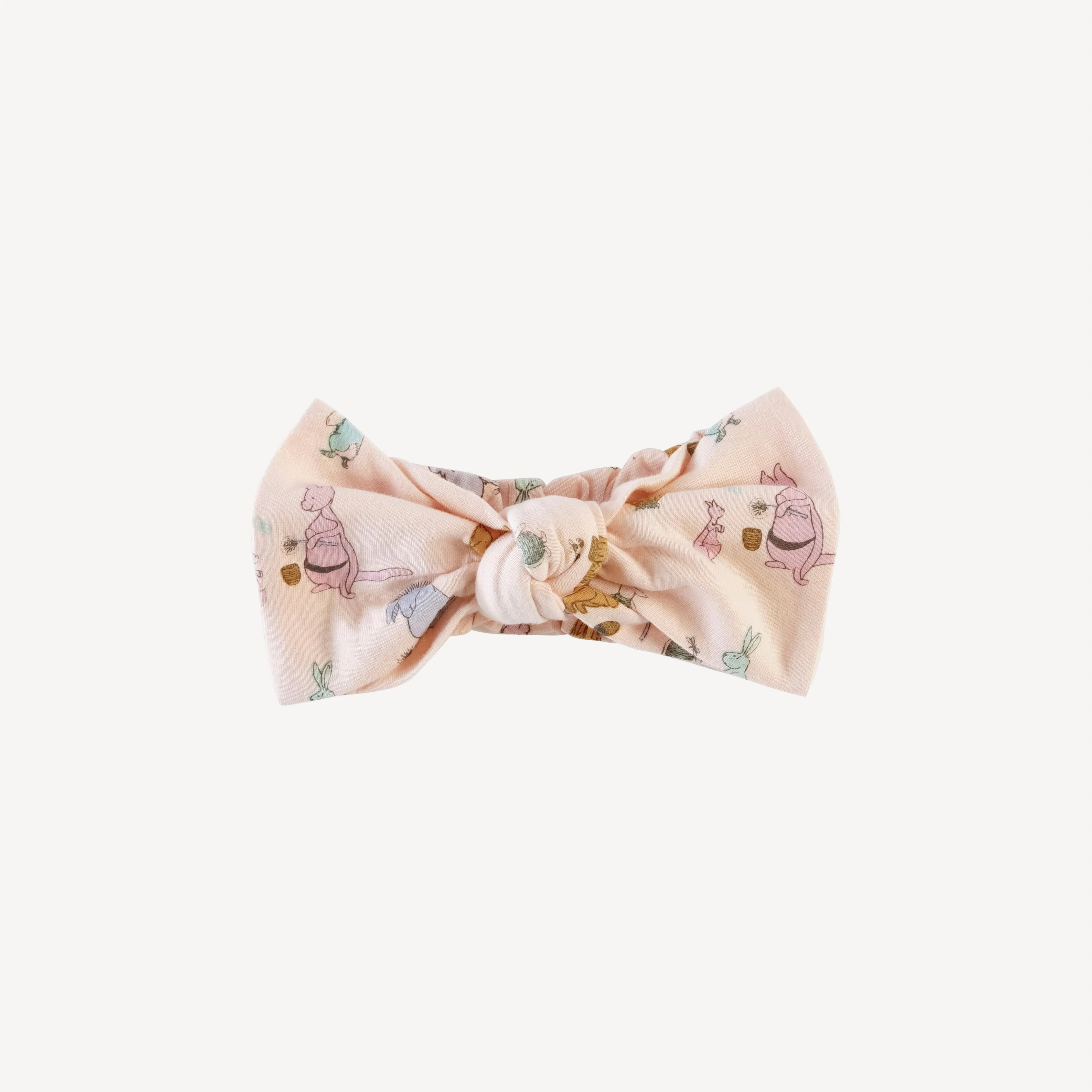 large elastic bow headband | peach pooh   friends | organic cotton jersey