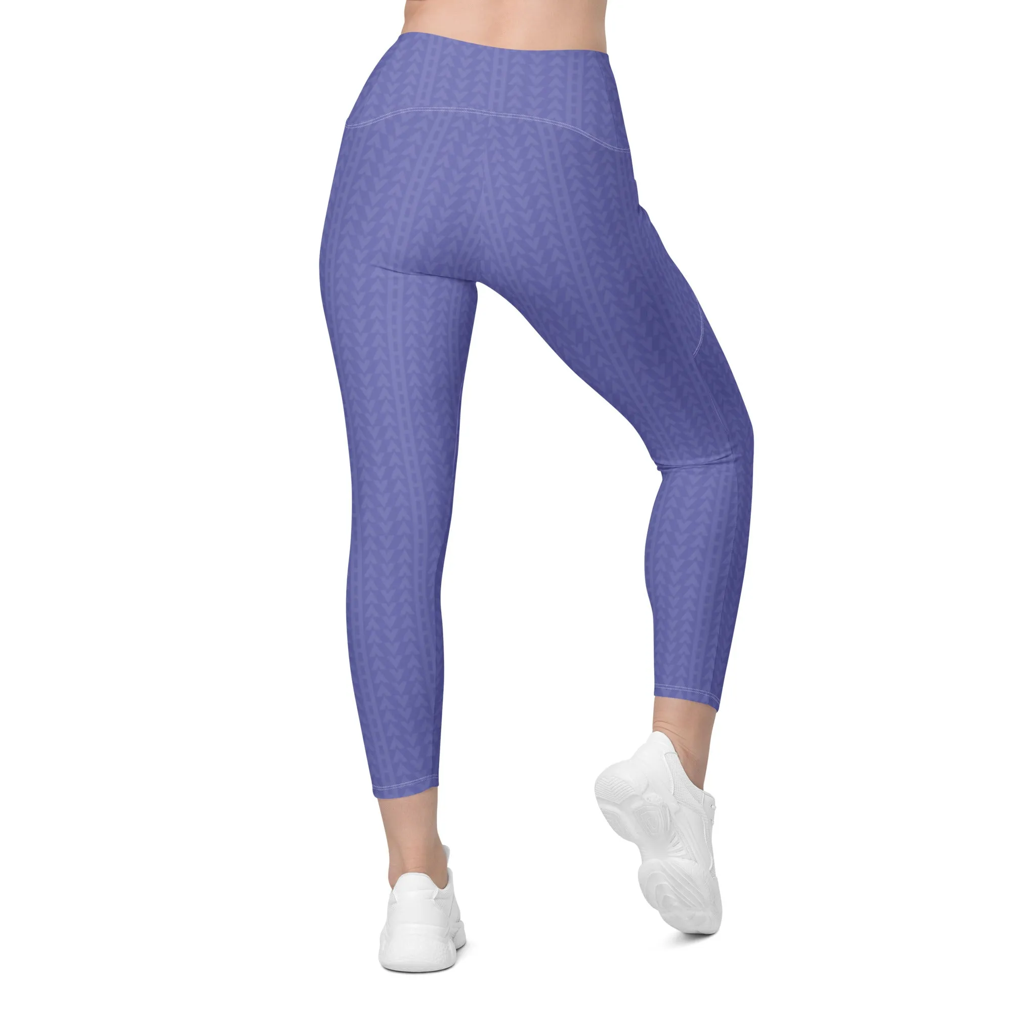 Lavender Bloom High Waisted Crossover Leggings with Pockets